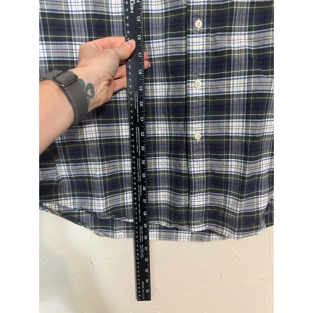 Polo Ralph Lauren Plaid Shirt Mens XL Navy Green Excellent Long Sleeve Button Up